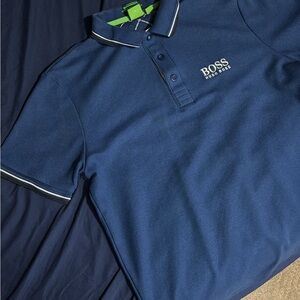 Hugo Boss Navy Polo with White Contrast Trim